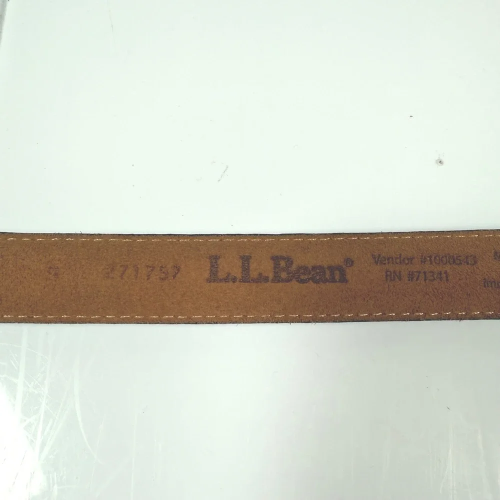 L.L. Bean Full Grain Leather Belt Womens S Blue Pebbled Silver Buckle USA Made